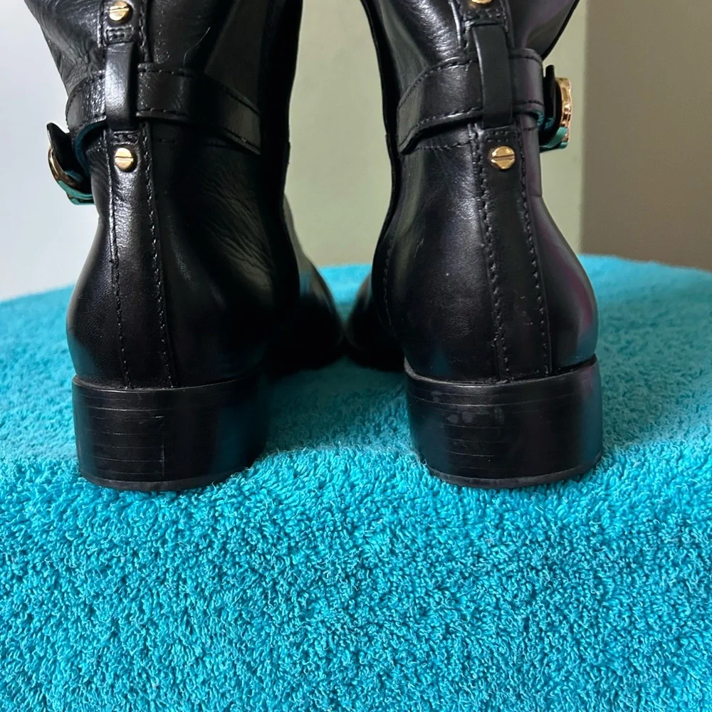 Tory Burch Adeline Women’s Black Leather Riding Boots Sz 8 - Picture 12 of 14